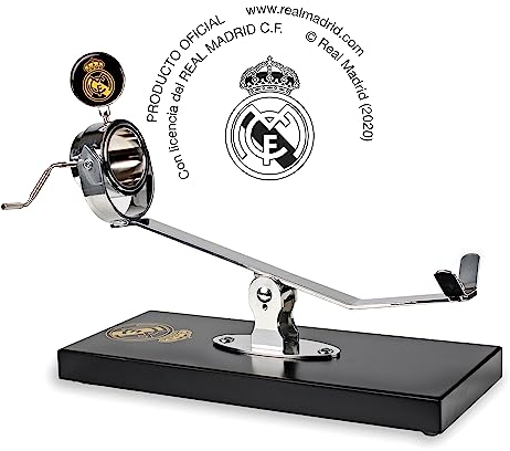 CINCO SOLES EN SU PUNTO MAESTROS JAMONEROS Jamonero basculante y Giratorio (Negro) -Producto Oficial Real Madrid - para Jamones y Paletas 51,5cm x 21,5cm x 34cm