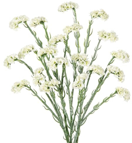 Oairse 5er-Set Kunstblumen Statice-Blume Kunstblumen Wie Echt Frühling Dekoblume für Hochzeitszimmer Home Decor Wohnzimmer Büro Hotel Küche Decor, Künstliche Zweige 96cm, Creme