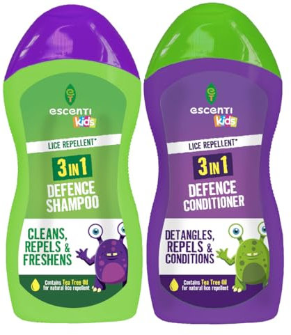 3 in 1 Head Lice Repellent Kids Shampoo & Conditioner | Head Lice Repellent Defence Treatment | Contains Tea Tree for a Natural Repellent