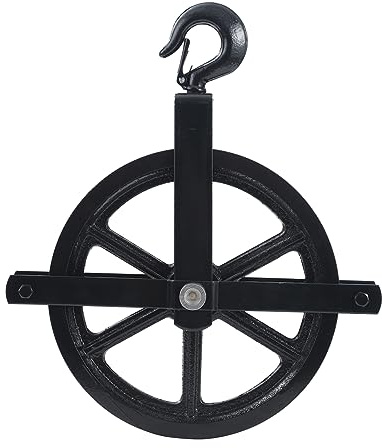 KATSU Umlenkrolle 250 mm, 400 kg Tragkraft, mit Haken und Kugellagern, Hängendes Handrad Seilrolle Block für Gerüstbau und Bau