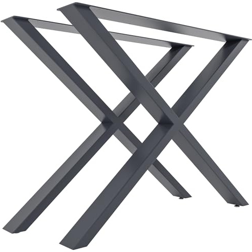 CLP 2er Set Tischbeine Swift I Tischkufen Aus Vierkantprofilen I Höhe 72 cm I Pulverbeschichtetes Gestell, Farbe:grau, Größe:L