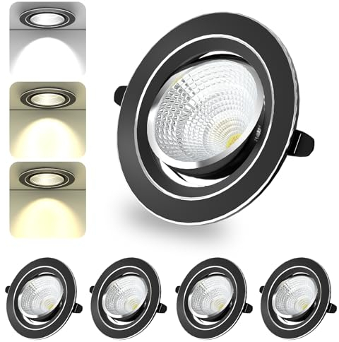 BOSITE 4 Faretti Led Incasso per Cartongesso, 6W Downlight LED, Spot LED Orientabili, Luci da Soffitto Interno, Foro Φ75-85mm, Rotondo Métal, Per Cartongesso, Camera da letto, bagno, soggiorno