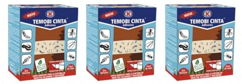 Cinta Adhesiva para Control de Insectos en su Zona de Paso 15 Metros. Pack de 3 Rollos de 5 Metros.