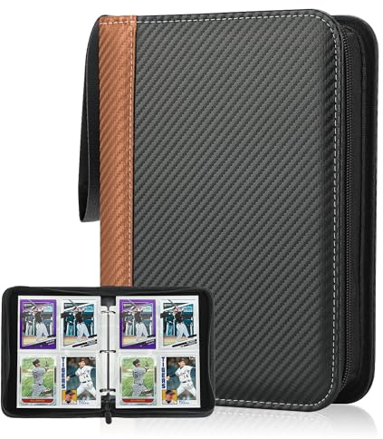 Deoyibu Sammelkarten Album für 440 Karten, Sammelalbum mit 4 Fächern 55 Seiten für Karten-Organizer, Karten Binder aus PU, für Sportkarten, MTG, TCG, Yugioh-Karten etc. Orange