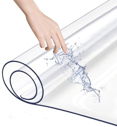 TSKDKIT Schreibtischunterlage Transparent, 80x40 cm Schreibunterlage groß PVC Tischschoner Durchsichtige Schreibtischmatte Wasserdicht Rutschfest Runde Kanten Schreibunterlage für Büro und Zuhause