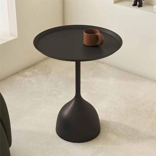 ZYBOWAYL Table Basse en Fer Forgé, Bout de Canapé de Ronde, Table d'appoint Style Nordique, Petite Table Décorative À Café, pour Balcon, Salon, Chambre (Color : Black)