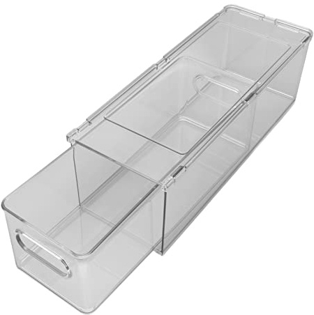 Grandi Cassetti Impilabili per la Contenitori Trasparenti per Alimenti, Facilmente Assemblabili per Bagno, Dispensa, Armadio, Cassettiera, Contenitore per (3 litri)