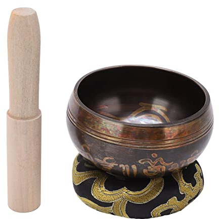 Emoshayoga Bol de prière tibétain pour yoga, méditation et décoration spirituelle, bol népalais portable fait à la main avec son de Bouddha, 11,4 cm de diamètre
