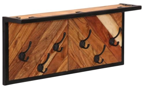 vidaXL Wandgarderobe mit 6 Haken, Garderobe für Schlafzimmer Wohnzimmer Flur, Flurgarderobe Pflegeleicht Wandmontage, Garderobenpaneel, Massivholz Akazie