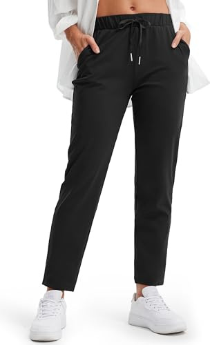 Libin Pantalones de Jogging Mujer Deportivos con Bolsillos Negro L