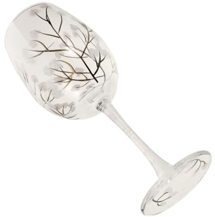 LABRIMP Hand Painted Wine Glass 464ml Crystal Goblet Glass Stem for Women Winter Snow Pattern