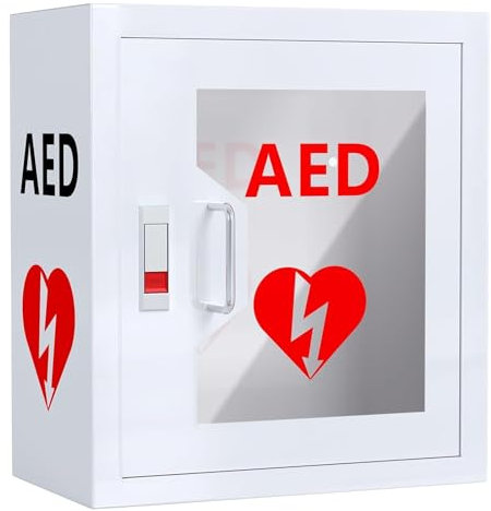 HYYKEJI AED-Defibrillator-Aufbewahrungsbox, an der Wand montierter Herzdefibrillationsschrank, mit Schloss, einfach zu bedienen, passend für die meisten AED-Modelle, für das Heimbüro
