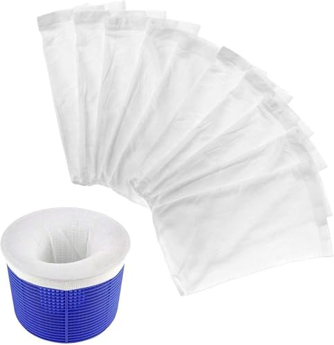 SMKGNOME 20er-Pack Pool-Skimmer-Socken, Pool-Filtersocken, strapazierfähiges elastisches Nylon-Skimmer-Korb-Socken-Netz zum Filtern von Blättern, Gras, Haaren, Schaum und anderem Müll (20, White)