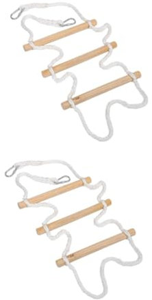 IMIKEYA 2St Leiter zum EIN- und Aussteigen aus dem Bett holzleiter klappleiter kletterleiter stufenleiter Etagenleiter für Wohnheim Strickleiter-Spielset Trainingsgeräte Baumwollseil Beige