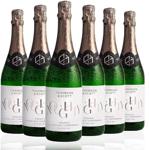 Noughty Organic Sparkling Chardonnay Alcohol Free Wine Case of 6 x 750ml | Alcohol-free Alternative to Prosecco and Champagne | Finest Noughty Non Alcoholic Wines | Wine Gift Set