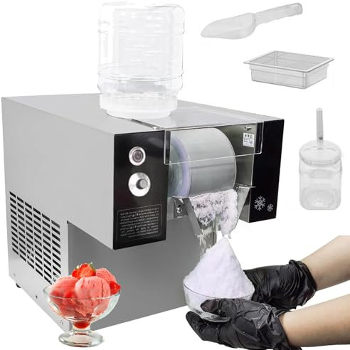 Máquina trituradora de hielo comercial, máquina de hielo en copos de nieve, máquina de hielo continuo, trituradora de hielo de acero inoxidable, máquina eléctrica para hacer conos de nieve,70kg/h