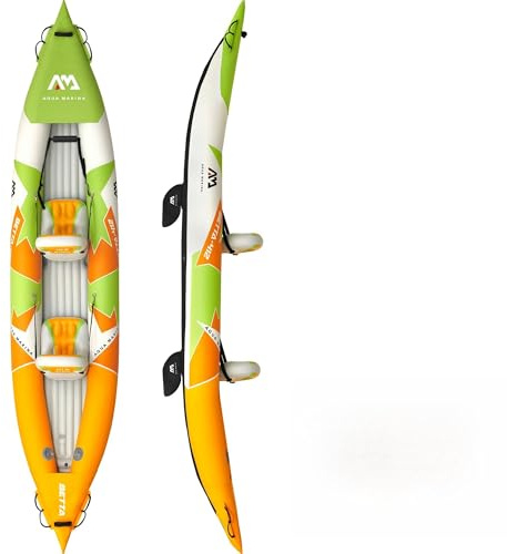 Aqua Marina Kajak Betta für 2 Personen – Aufblasbares Kajak mit Drop-Stitch-Sitzen, Verstellbarer Rückenlehne, Hochdruck-PVC, leichtem Aufbau, Finnensystem & Zubehörset