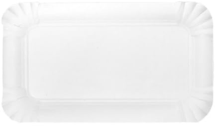 Monouso | 100 Bandeja de Cartón Blanca 10×16 cm | Rectangular Compacta | Resistente al Aceite y al Calor | Ideal para Degustaciones y Catering | Pack de 100 Unidades