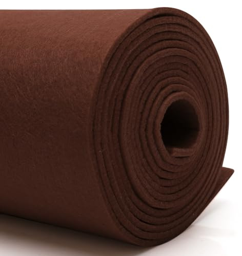 Gör-det-själv filt tyg 30 cm x 250 cm – 3 mm tjock hantverksfilt i enskilda färger – filttyg metervara för bilmattor, julmarknader och stora projekt, filtmatta – mörkbrun