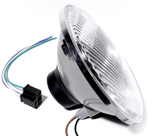 WTMT 7 Zoll H4 Scheinwerfereinsatz Universal Motorrad Auto US Car Harley Suzuki Abblendlicht Fernlicht Standlicht Echtglas ECE Zulassung Montagefertig 12 Volt Halogen Scheinwerfer