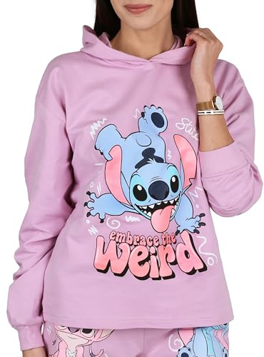 Disney Stitch Sweat à Capuche en Coton pour Filles, s'enfile par la tête, 100% Coton
