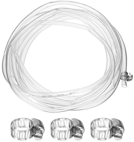 sourcing map PVC Clear Vinyl Tubing, 0.24 ID. 0.31 OD. 9.84 ft Length PVC Tube, Drain Hose, Water Pump Hose, Irrigation Pipe, Plastic Tube with Clamps for Water Oil Transfer, Transparent