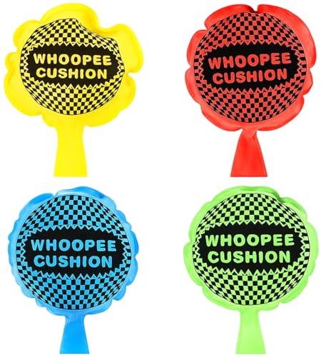 4 PCS Whoopie Cushion Set,Whoopee Cushion, Funny Prank Toys for Kids, Ideal for Parties, Stocking Fillers, and Office Pranks, Includes Red, Yellow, Blue, and Green
