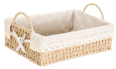 TOYZFRIENDY Cestino Portaoggetti Design Fatto a Mano Elegante Intrecciato in Corda e Tessuto per Fiori Secchi e Freschi per Decorazione e Stoccaggio in Casa