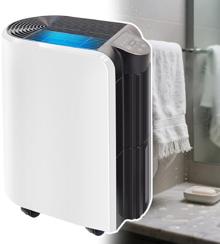 Sushangmao Deshumidificador para Dormitorio, Multifuncional De 20 L/Día, Silencioso, para Secado De Ropa, Temporizador De 24 H, Control Inteligente Humedad, Descongelación Automática, 280 W.