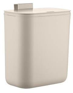Relaxdays Küchenmülleimer, 9 L, hängender Komposteimer, für Biomüll & Restmüll, Türmüllbehälter, Kunststoff, beige