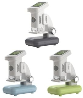 FUANA Microscope numérique pour enfants avec grossissement 120-1200x avec écran LCD 4K, kit scientifique portable pour enfants comprend 5 diapositives câble pour écouteurs