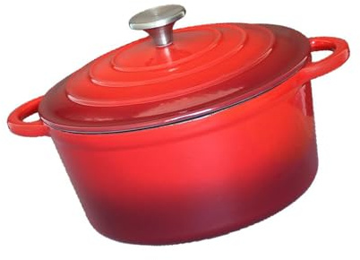 jojnsha Cacerola Esmaltada Resistente a Los Arañazos De Hierro Fundido con Distribución Uniforme del Calor Utensilios De Cocina Multifuncionales Horno Holandés para Cocción Lenta