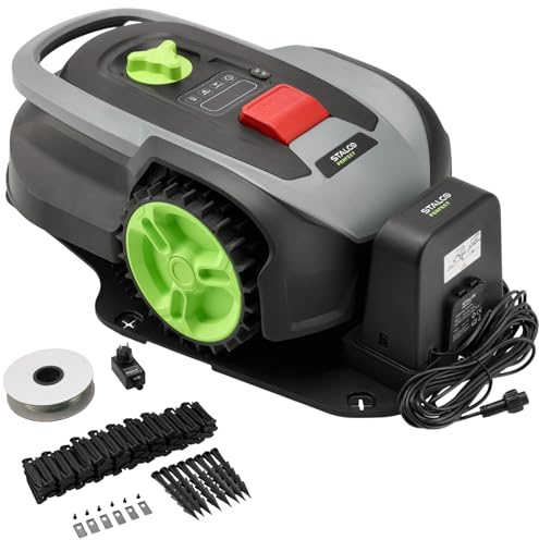 STALCO Perfect RMP300 Robot à Gazon Jusqu'à 300 m² - Tondeuse Mulching Robot avec Batterie Li-ION 20V, 5,5kg, WiFi & Bluetooth, capteur de Pluie, Protection PIN, IPX5, Fonctionnement Silencieux <55dB