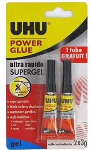 UHU – 1 Tube Kleber UHU Power Glue Gel 3 g + 1 Tube gratis