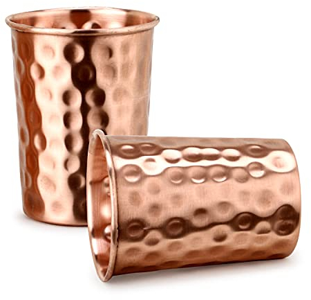 Zap Impex Lot de 2 verres à eau en cuivre Ayurveda Banefits - 250 ml