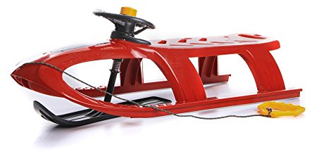 Unbekannt Schlitten Kinderschlitten Rodel aus Kunststoff Zugseil Lenkung Bullet Control 3 Farben (Rot)