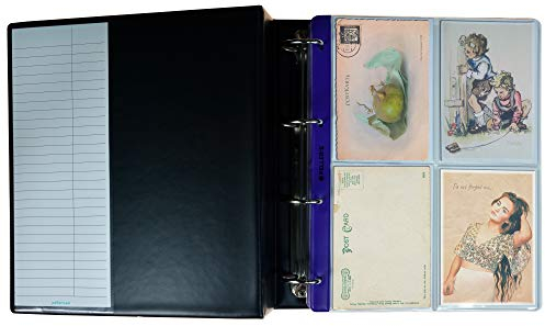 PELLER'S Sammelalbum XL für 40 Taschen für Postkarten, Fotografien, Bierdeckel. 10 Hüllen und Zwischenblätter. ALP40, schwarz, Model XL