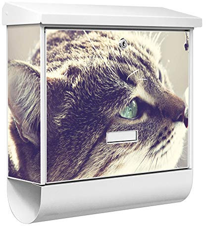 banjado® Burgwächter Briefkasten Weiß 38x39x12cm mit Motiv Weidenkätzchen/Briefkasten mit Zeitungsfach/Briefkasten mit Zeitungsrolle/Postkasten inkl. Montagematerial & 2 Schlüsseln