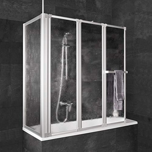 Schulte Duschwand für Badewanne 127 x 140 mit Seitenwand 70 cm, alu natur, Kunstglas mit Softline-Dekor, D1570 01 01