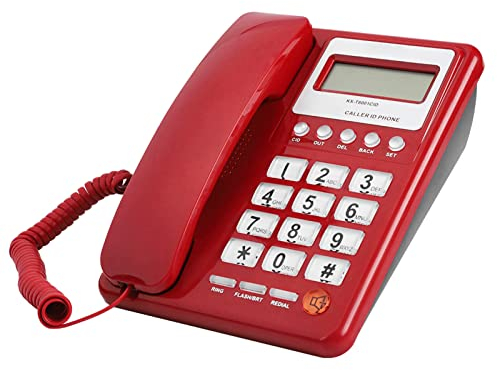 Schnurgebundenes/Kabelgebundenes Telefon, mit Großer Taste, für Haus/Hotel/Büro (Anrufer ID Anzeige, Wahlwiederholungsfunktion, Automatische Identifikation des DTMF/FSK-Dualsystems).