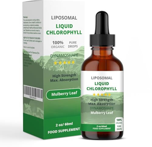 LIPOSOMAL Chlorophyll Drops, Chlorophyll Liquid, Face and Body Cleanser, Alcohol Gluten-Free Liquid Chlorophyll | Energy Supplement, Immune Support, Natural Deodorant, 60ml, Baanaas