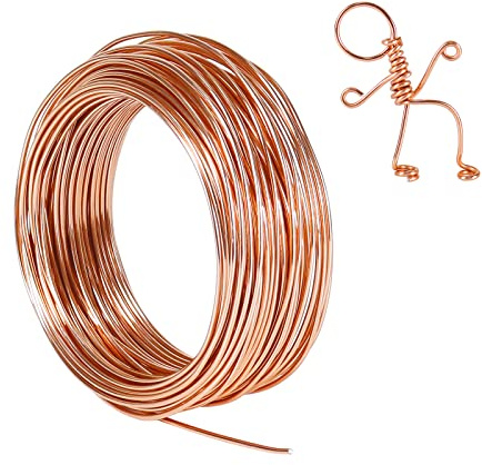 Tenn Well 2mm Fil Aluminium de Calibre 12 Fil de Fer Souple Loisir Creatif de 31 m pour Sculpture, Modélisme de Vélo, Fabrication de Bijoux, Tissage et Emballage (Cuivre)