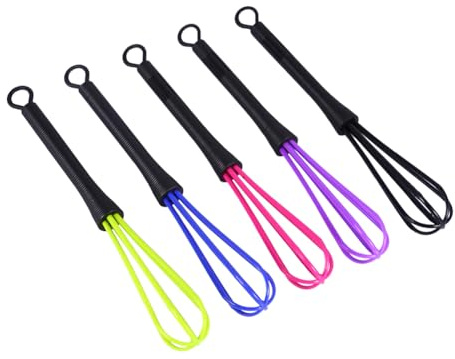 Schneebesen zum Kochen Farbiges, Küchenwerkzeug Handschneebesen Kunststoff Set Farbiger Ballon Eierschläger Mischen Aufschäumen Rühren Backen Bratensoßen Soßen Eiern Haarfarbe Aufhängehaken 5 Stück