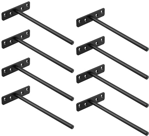 Sayayo Floating Shelf Bracket Heavy Duty Shelf Support Invisible Hidden Wooden Brackets for Shelves Wall Mounted, 200MM Length/8-inch Metal Black Finish 8 Pack, EJY8008B-8P