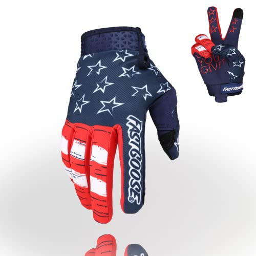 FASTGOOSE Motorcycle Gloves - Breathable Lightweight Off-Road Gloves for Men & Women, ATV BMX MTB Racing (Blue/Red, Large)