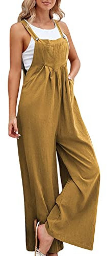 Damen Latzhose Loose Fit Baggy Jumpsuit Armellos Overall,Jumpsuit Mit Öffnung Hinten,Warnschutzhosen,Overall Neckholder,Schwangerschafts Jumpsuit,Jumpsuit Damen Beige,Jumpsuit 70Er