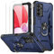For Samsung Galaxy A13 5G/4G/A04s/A23 5G/M13 Phone case with 360° Magnetic Ring stand & 2 Tempered glass Screen Protector Shockproof Military Rugged Armor Cover for Galaxy A13/A04s - Dark blue