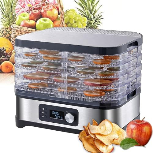 Déshydrateur Alimentaire À 5 Plateaux, Minuterie Réglable Sur 24 Heures/Contrôle De La Température De 35 À 70 °C/Circulation D'Air Chaud À 360 °, Pour Fruits, Légumes, Collations, Fleurs Séchées