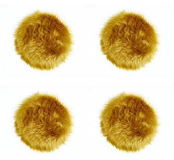 andiamo Kunstfell Sitzkissen Ovium - Stuhlkissen Fell Stuhlauflage Dekokissen in moderner Schaffell Optik 34 cm rund 4er Set Senfgelb