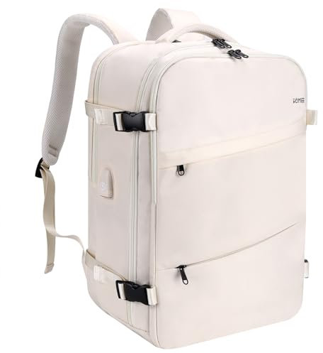 HOMIEE Travel Backpack 40L Large Carry on Luggage Women Men Flight Approved Underseat Cabin Bag Rucksack with Waterproof Pocket 17.3 Inch Laptop Bag with USB Port for Travel Weekend School Work